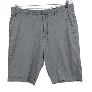 J. Crew Mens Bermuda Shorts Checkered Slash Pockets Black White Size W32*